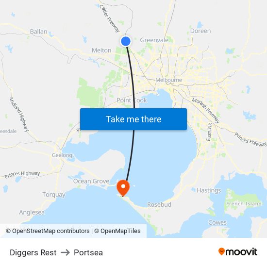 Diggers Rest to Portsea map