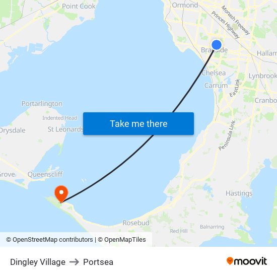 Dingley Village to Portsea map