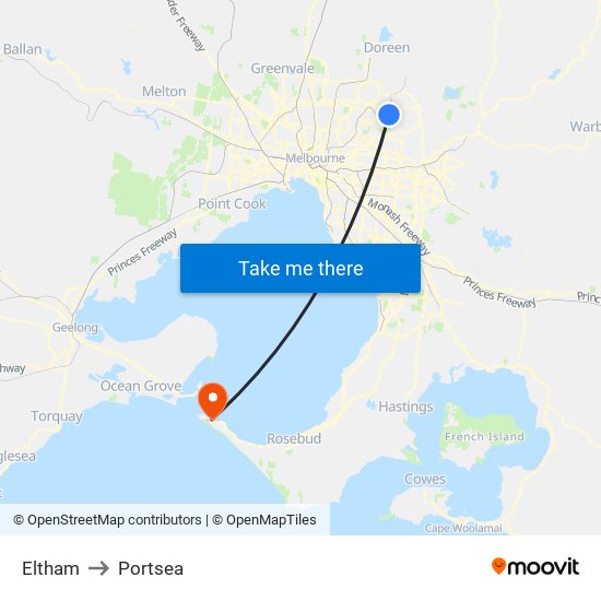 Eltham to Portsea map