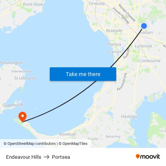 Endeavour Hills to Portsea map