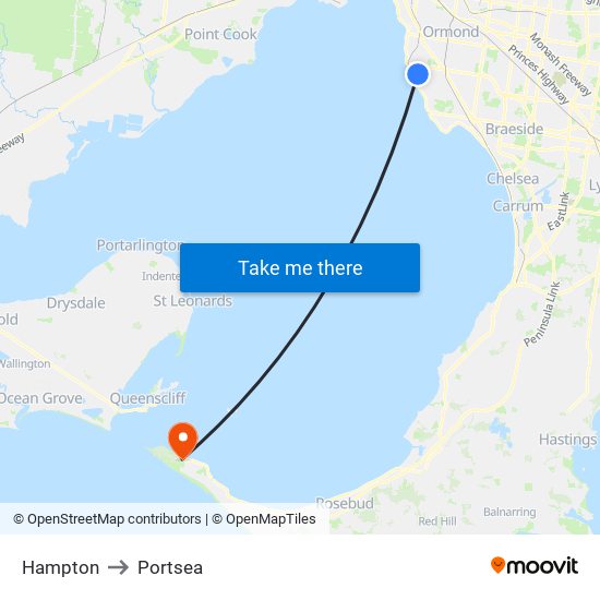 Hampton to Portsea map