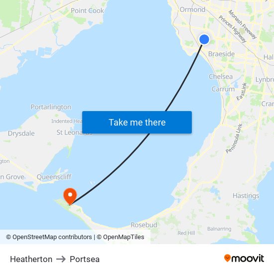 Heatherton to Portsea map