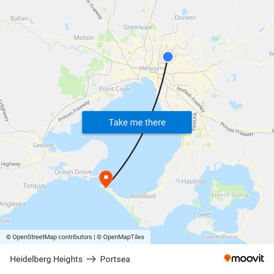 Heidelberg Heights to Portsea map