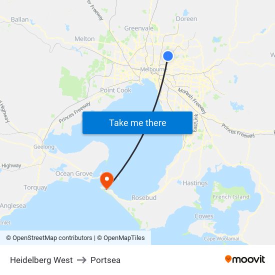 Heidelberg West to Portsea map