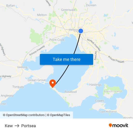 Kew to Portsea map