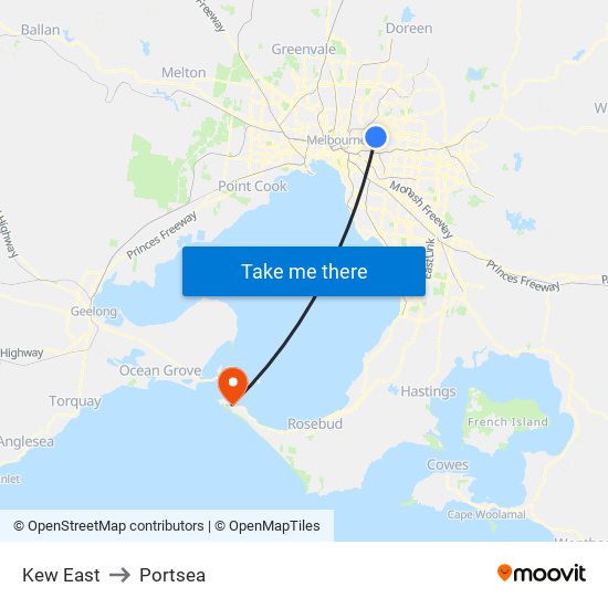 Kew East to Portsea map