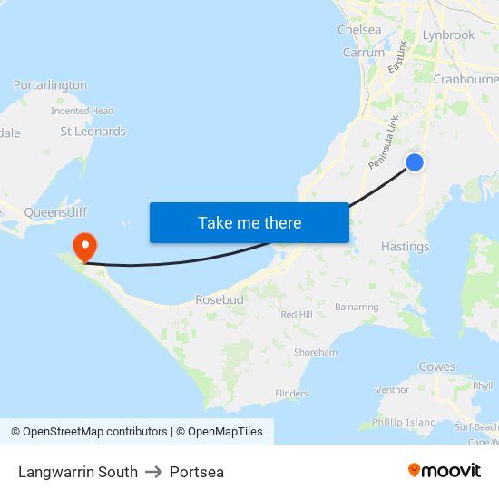 Langwarrin South to Portsea map