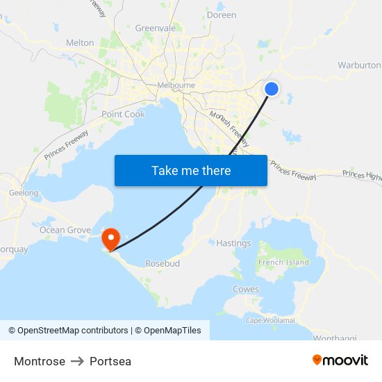 Montrose to Portsea map