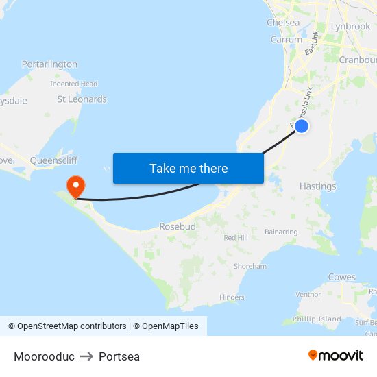 Moorooduc to Portsea map