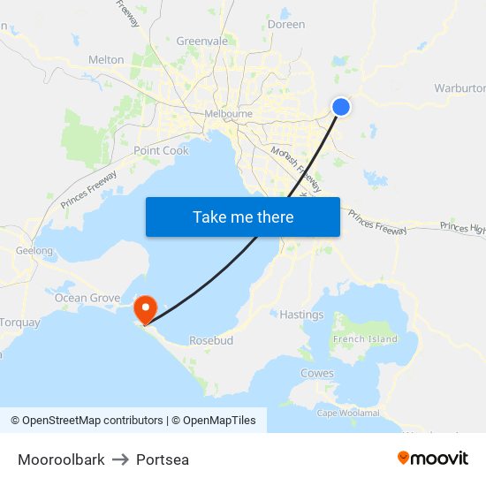 Mooroolbark to Portsea map