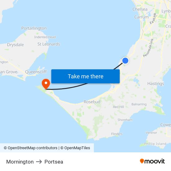 Mornington to Portsea map