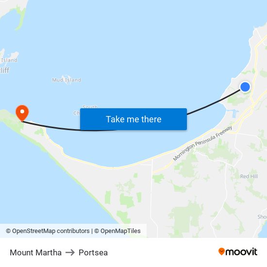 Mount Martha to Portsea map