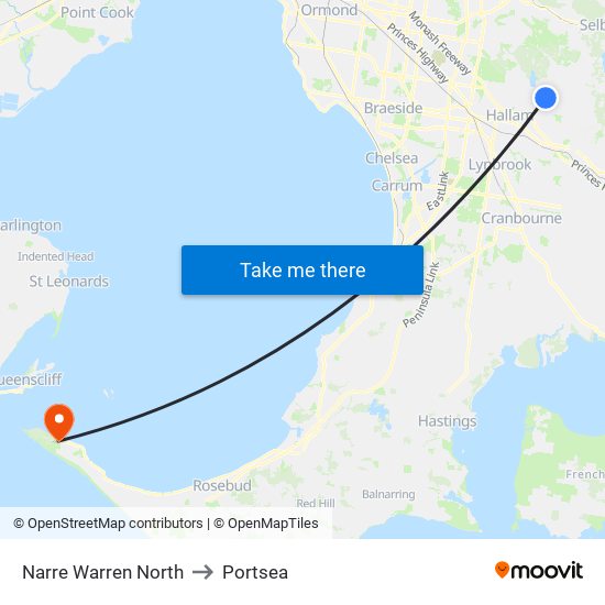 Narre Warren North to Portsea map