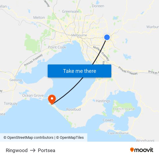 Ringwood to Portsea map