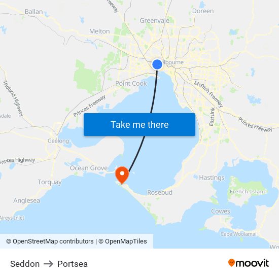 Seddon to Portsea map