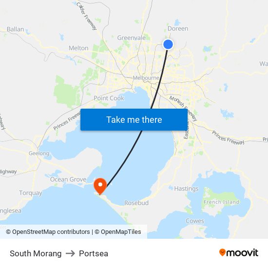 South Morang to Portsea map