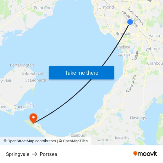 Springvale to Portsea map