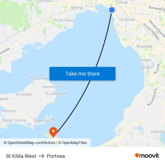 St Kilda West to Portsea map