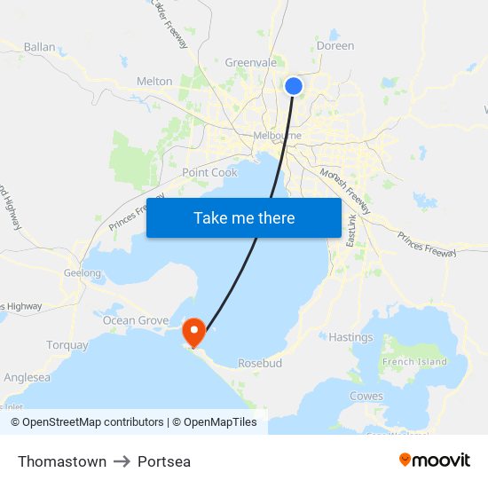 Thomastown to Portsea map