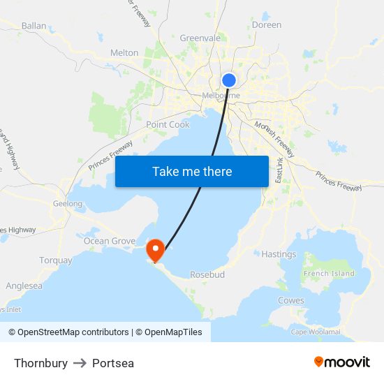 Thornbury to Portsea map