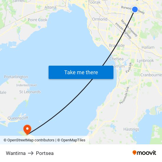 Wantirna to Portsea map