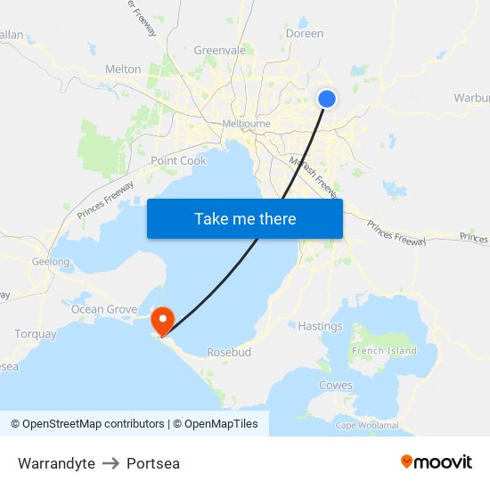 Warrandyte to Portsea map