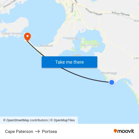 Cape Paterson to Portsea map