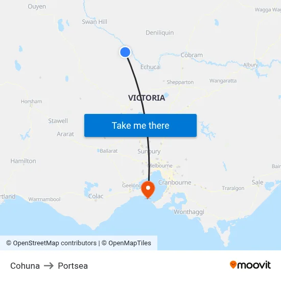 Cohuna to Portsea map