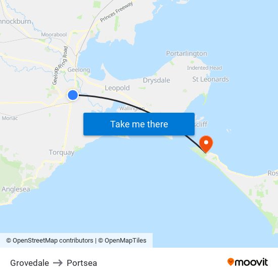Grovedale to Portsea map