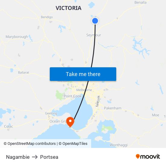 Nagambie to Portsea map