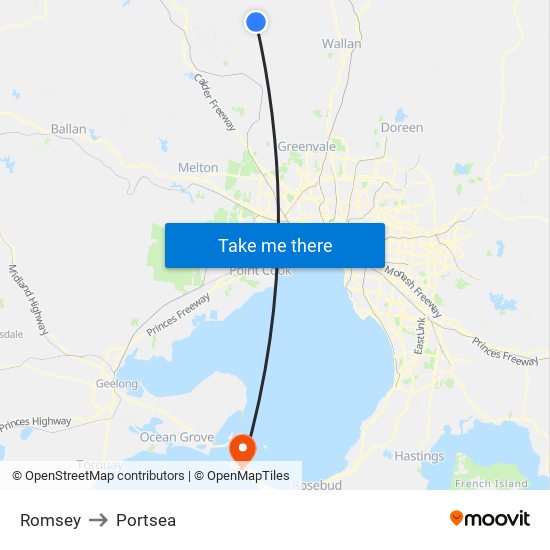 Romsey to Portsea map