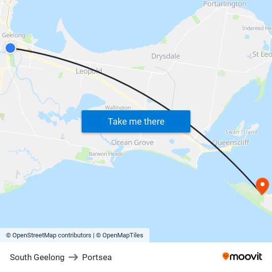 South Geelong to Portsea map