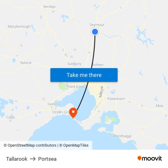 Tallarook to Portsea map