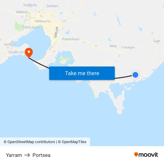 Yarram to Portsea map