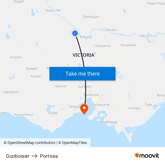 Gunbower to Portsea map