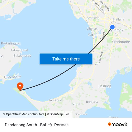 Dandenong South - Bal to Portsea map