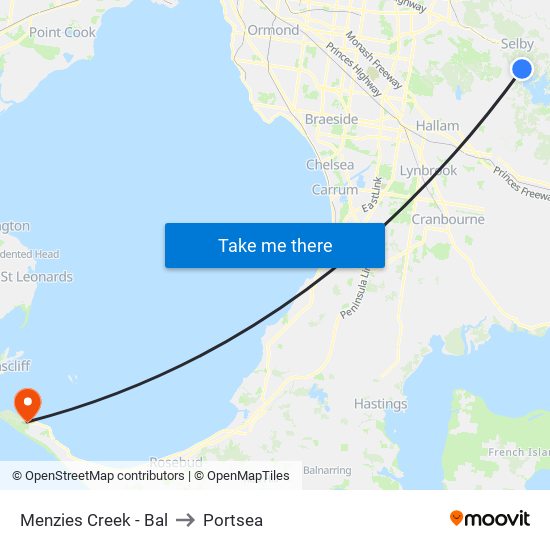 Menzies Creek - Bal to Portsea map