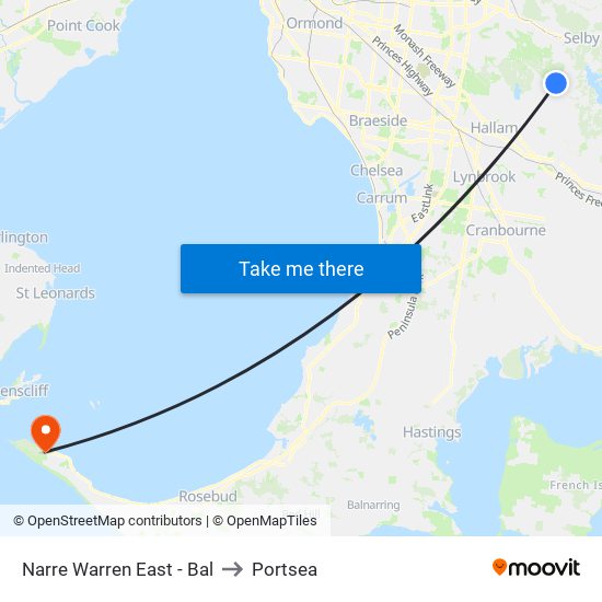 Narre Warren East - Bal to Portsea map