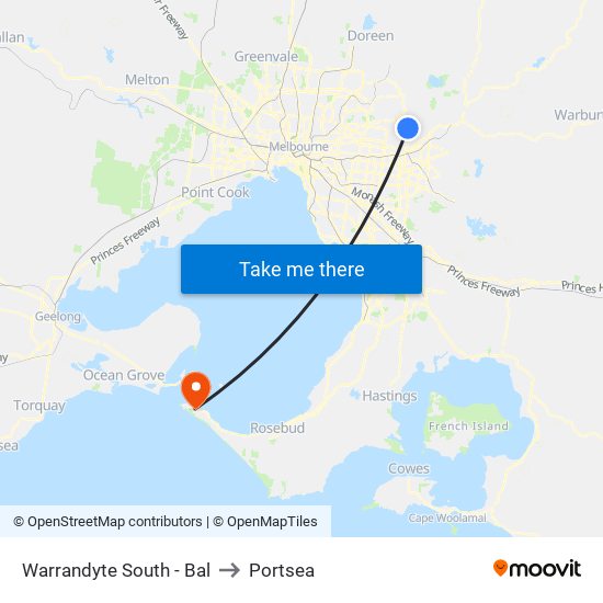 Warrandyte South - Bal to Portsea map