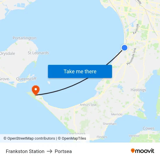 Frankston Station to Portsea map