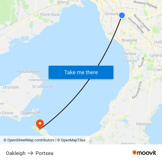 Oakleigh to Portsea map