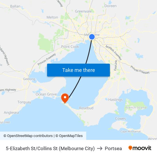 5-Elizabeth St/Collins St (Melbourne City) to Portsea map