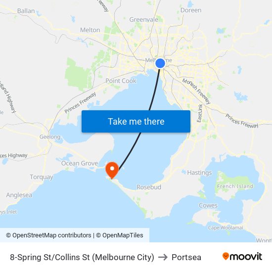 8-Spring St/Collins St (Melbourne City) to Portsea map