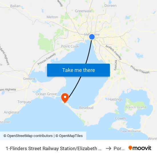 1-Flinders Street Railway Station/Elizabeth St (Melbourne City) to Portsea map