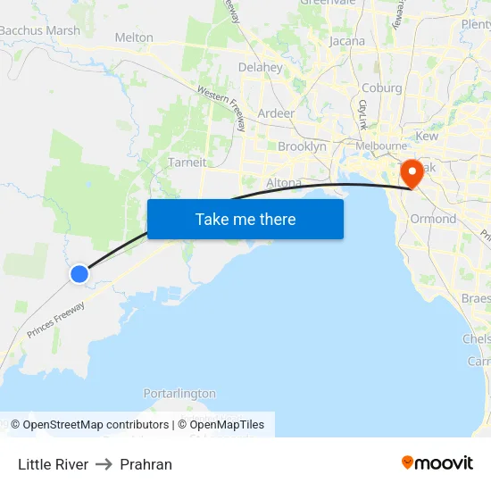 Little River to Prahran map
