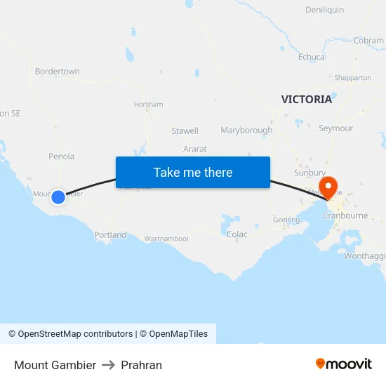 Mount Gambier to Prahran map