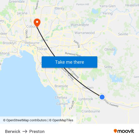 Berwick to Preston map