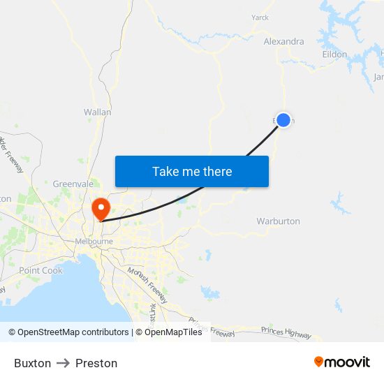 Buxton to Preston map