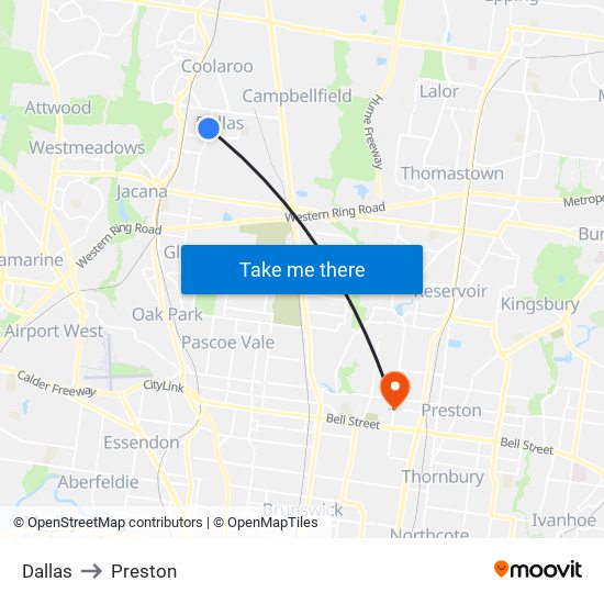 Dallas to Preston map