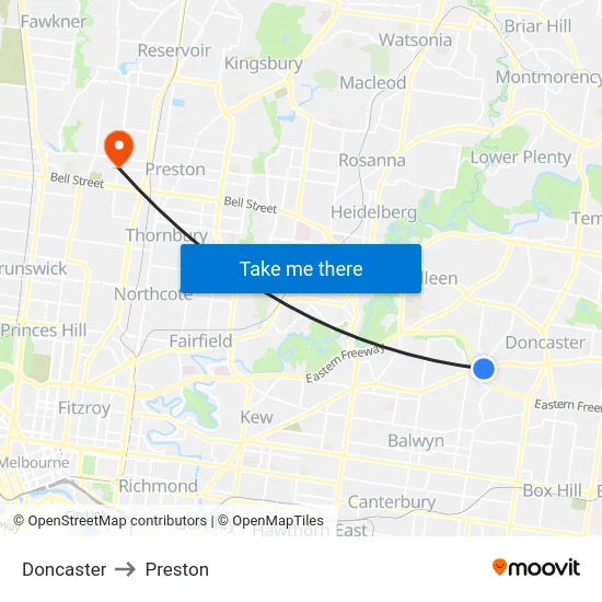 Doncaster to Preston map